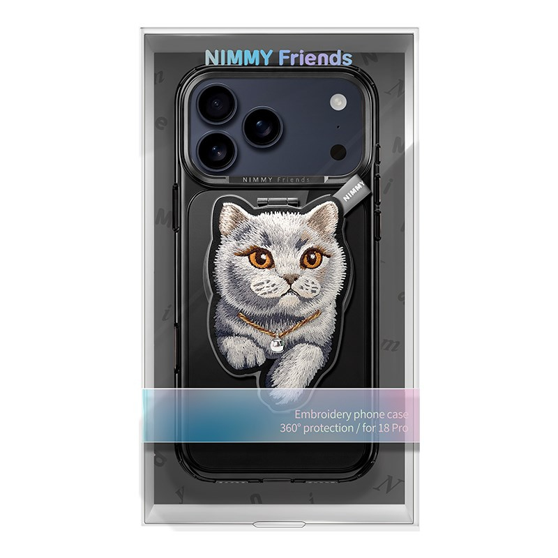 NIMMY iPhone 18 Pro Uyumlu MagSafe Özellikli | Değiştirilebilir Manyetik 3D Göz Detaylı Kedi Detaylı Standlı Nimmy Telefon Kılıfı