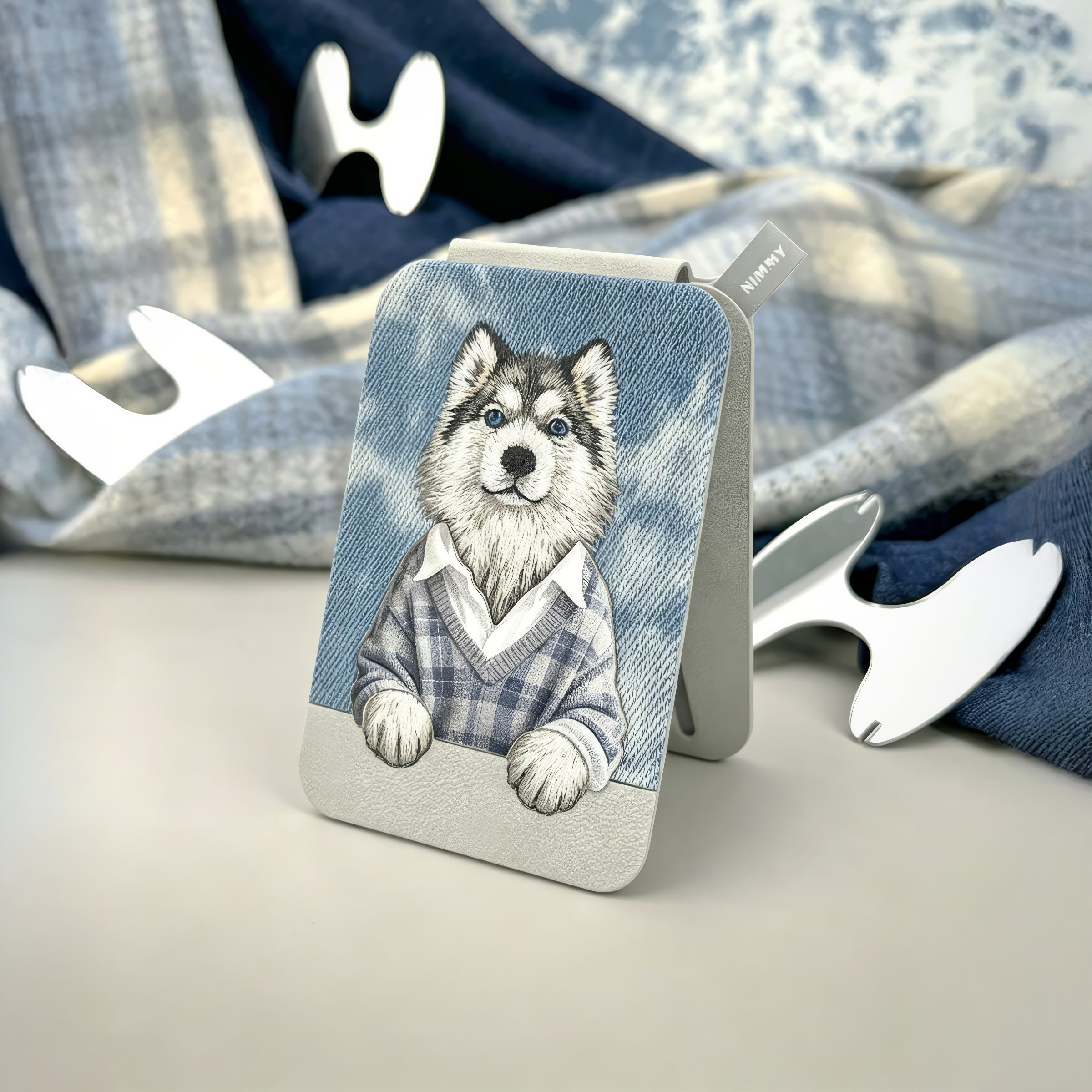 NIMMY Nimmy MagSafe Uyumlu | Değiştirilebilir Manyetik 3D Nakışlı Stand Ve Kartlık Hasky