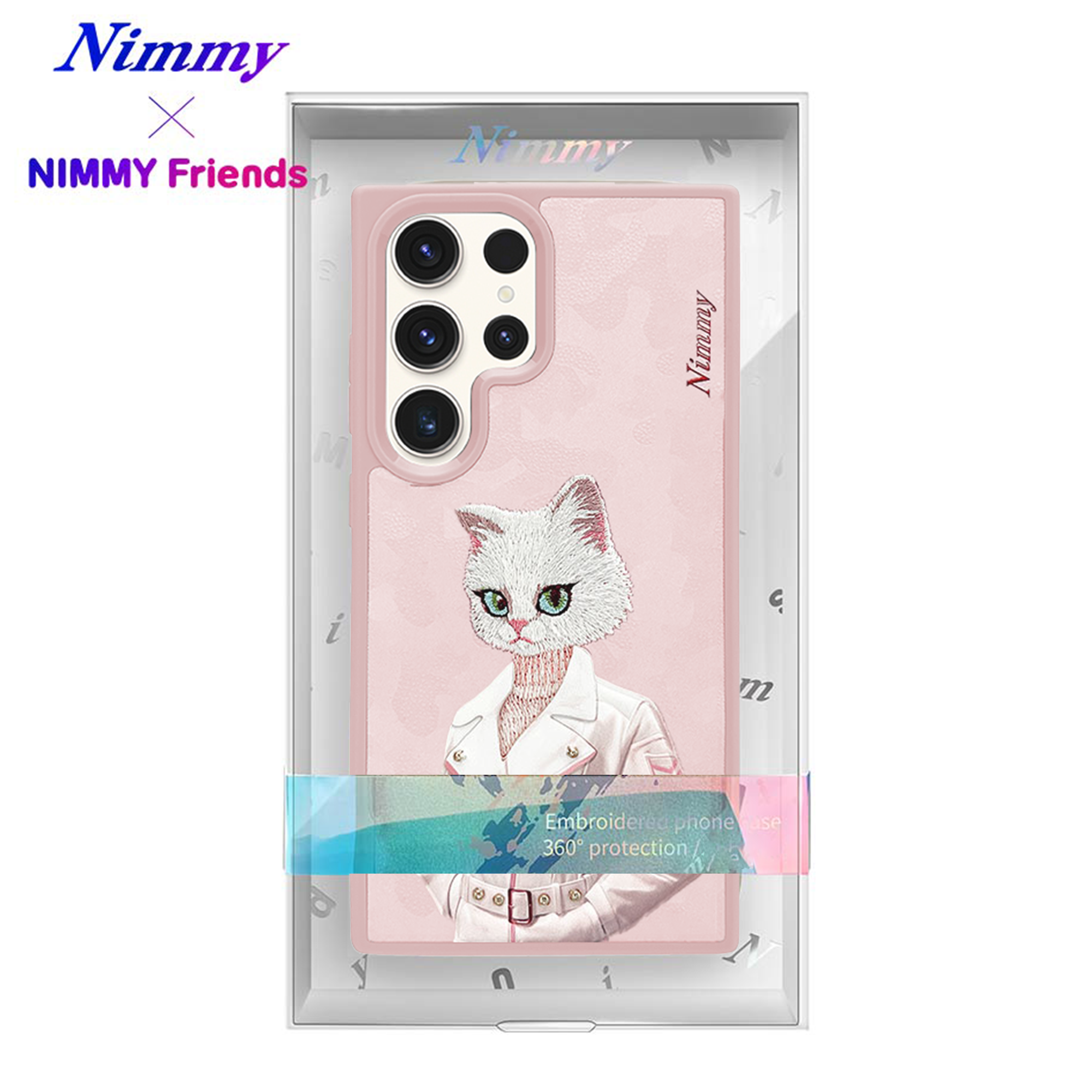 NIMMY Samsung S25 Ultra MagSafe Kablosuz Şarj Uyumlu 3D Gerçek Nakış İşleme Kabartmalı Magnetic Fashion Kedi Kılıf
