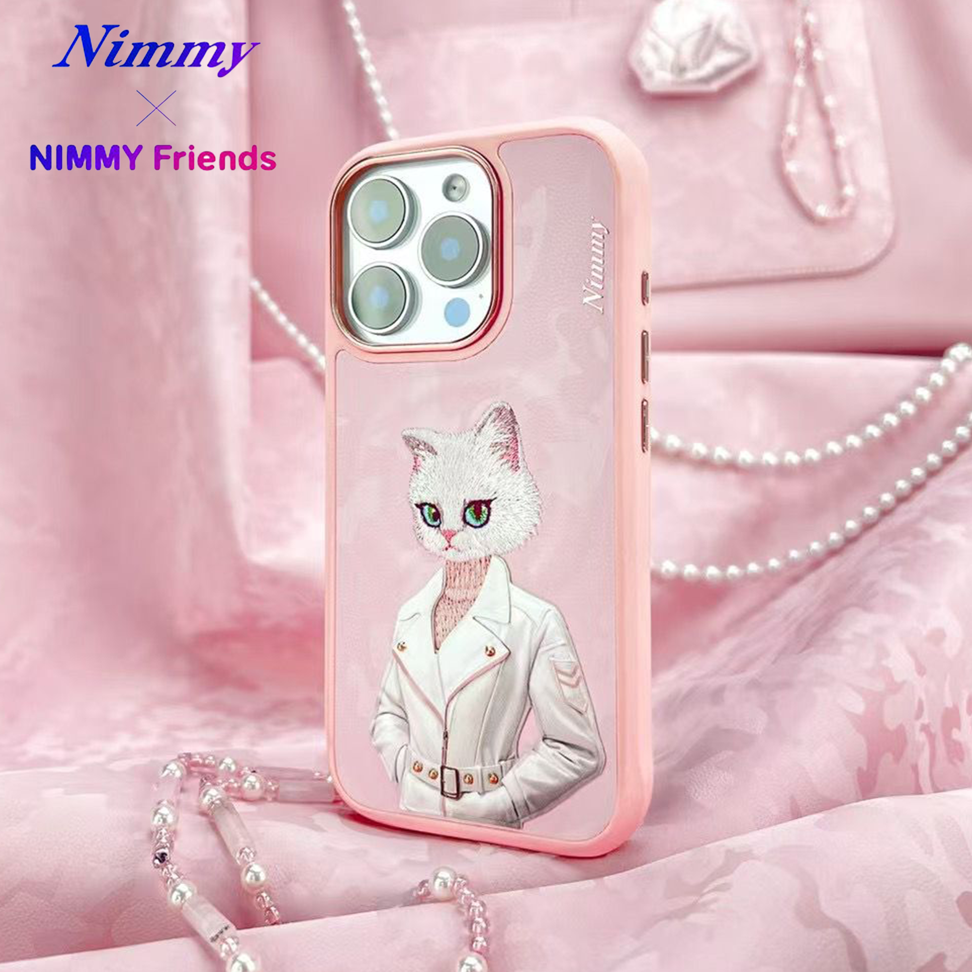 NIMMY Samsung S25 Ultra MagSafe Kablosuz Şarj Uyumlu 3D Gerçek Nakış İşleme Kabartmalı Magnetic Fashion Kedi Kılıf