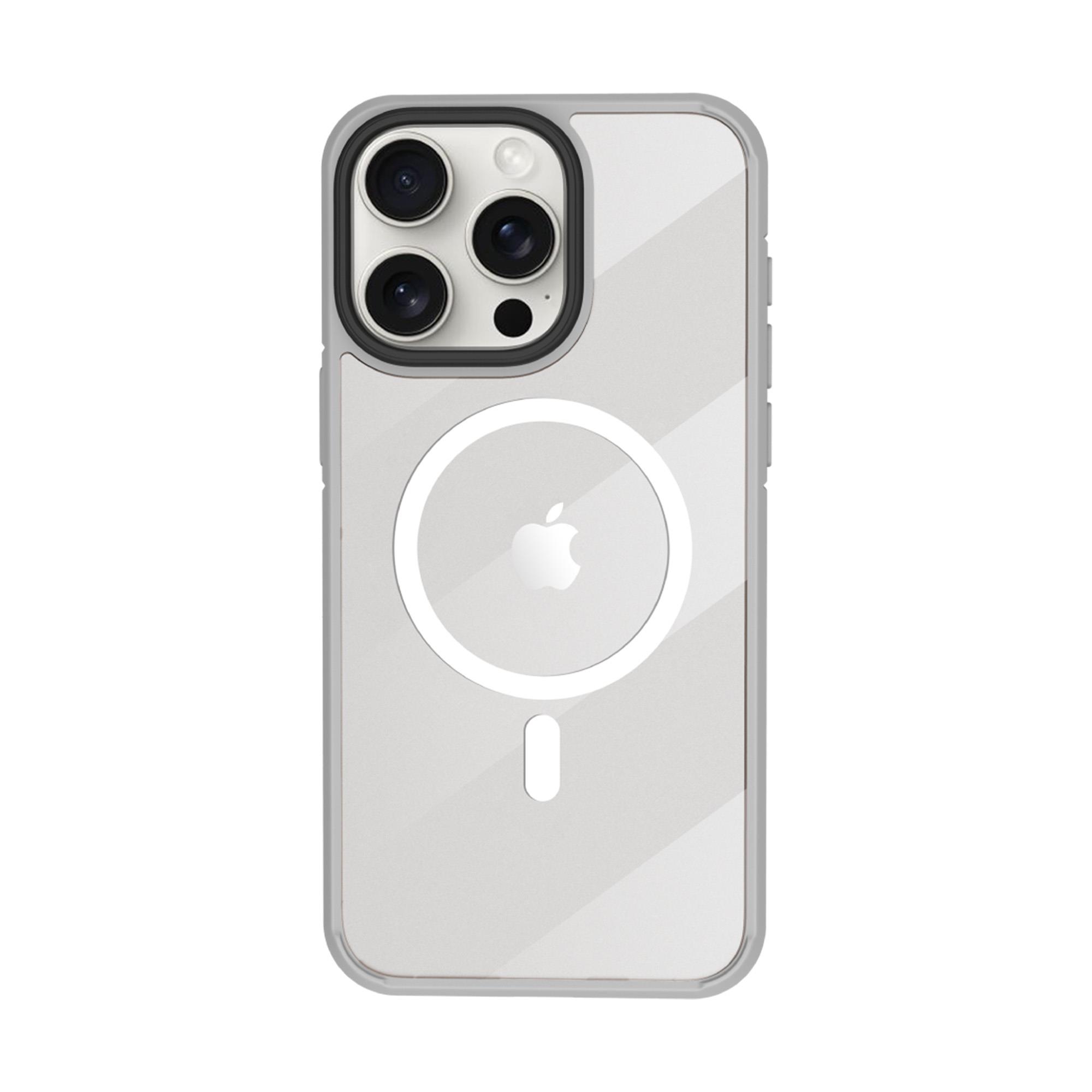 X-LEVELiPhone 15 Pro Max MagSafe Özellikli Kenarları Renkli Yumuşak Arkası Şeffaf Magnet Ice Crystal Silikon Kılıf