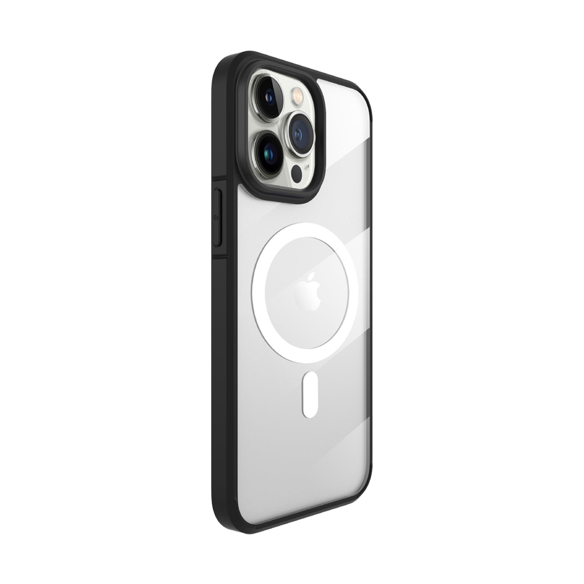 X-LEVELiPhone 15 Pro Max MagSafe Özellikli Kenarları Renkli Yumuşak Arkası Şeffaf Magnet Ice Crystal Silikon Kılıf