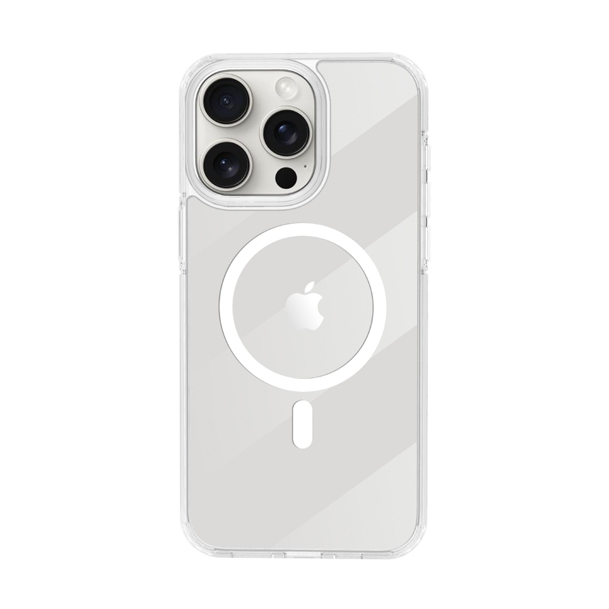 X-LEVELiPhone 15 Pro Max MagSafe Özellikli Kenarları Renkli Yumuşak Arkası Şeffaf Magnet Ice Crystal Silikon Kılıf