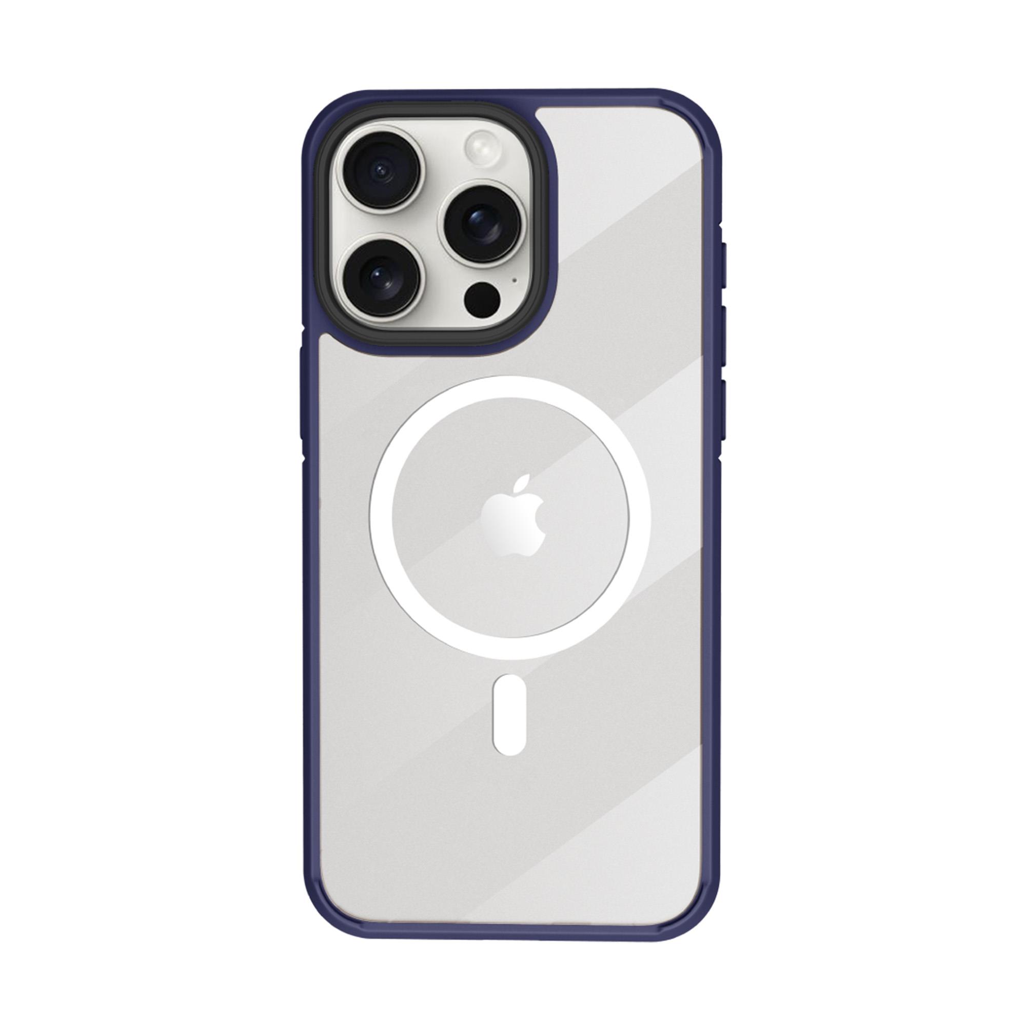 X-LEVELiPhone 15 Pro Max MagSafe Özellikli Kenarları Renkli Yumuşak Arkası Şeffaf Magnet Ice Crystal Silikon Kılıf
