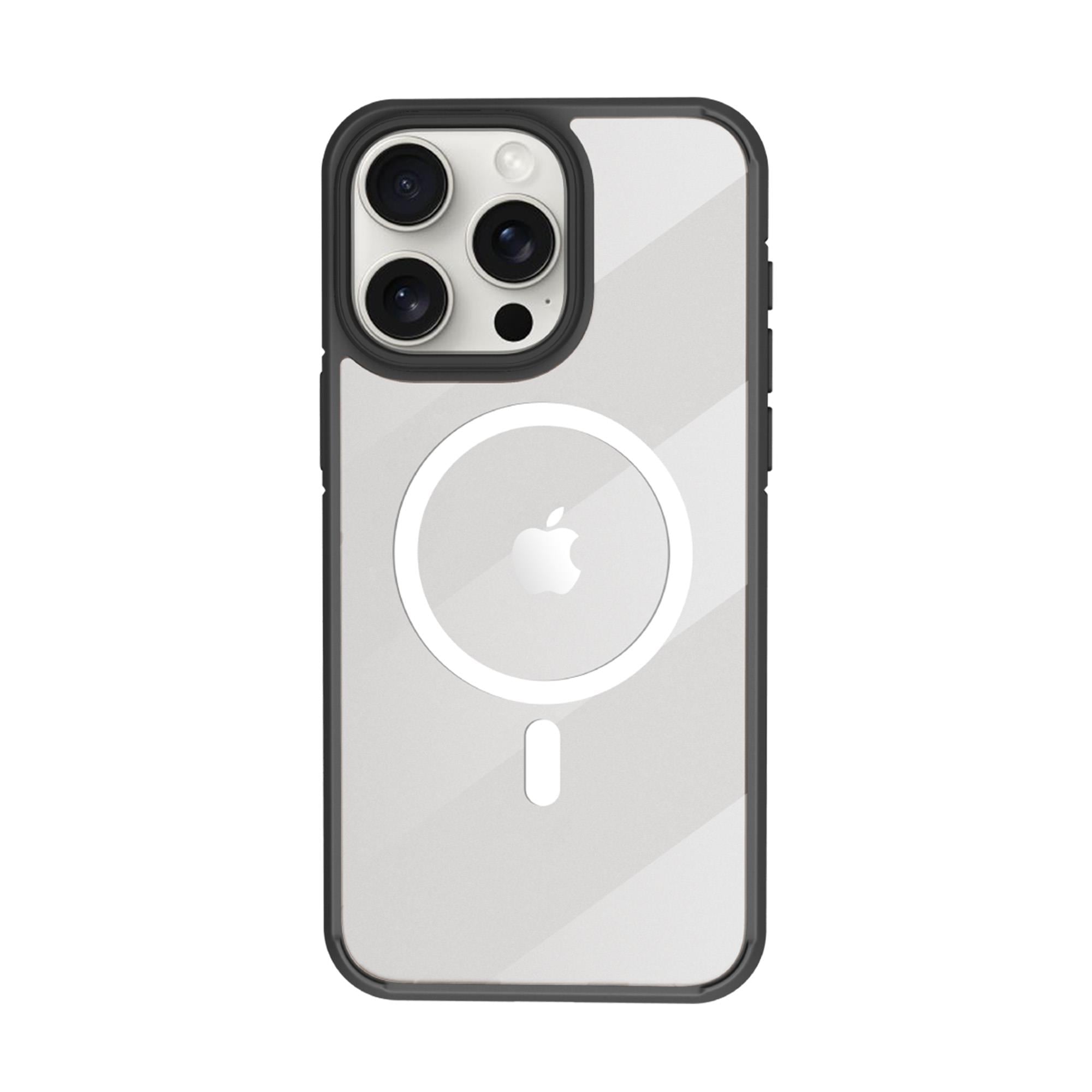 X-LEVELiPhone 15 Pro Max MagSafe Özellikli Kenarları Renkli Yumuşak Arkası Şeffaf Magnet Ice Crystal Silikon Kılıf