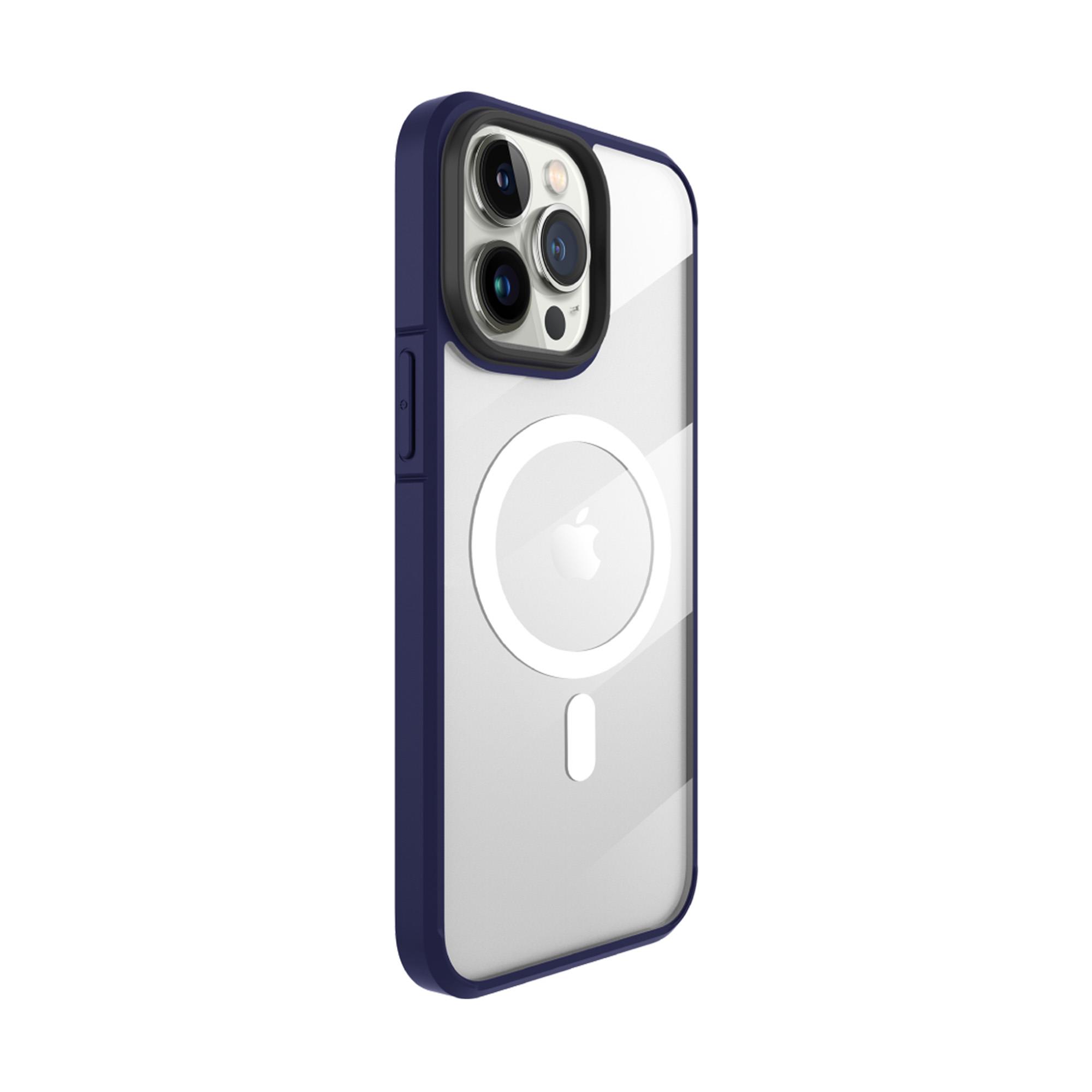 X-LEVELiPhone 15 Pro Max MagSafe Özellikli Kenarları Renkli Yumuşak Arkası Şeffaf Magnet Ice Crystal Silikon Kılıf