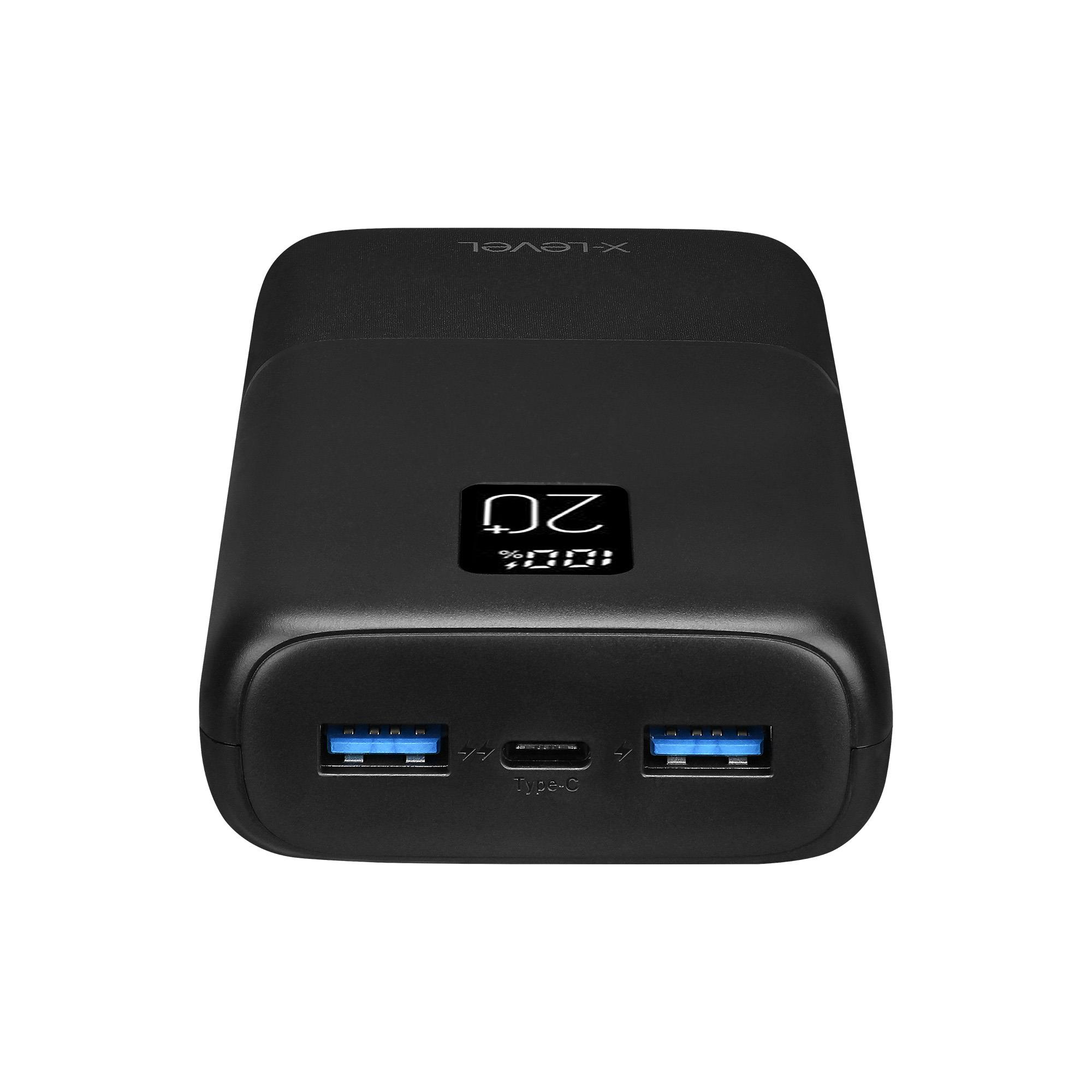 X-LEVELXP2255 20W QC PD Çift USB-A USB-C TYPE-C 3 Çıkışlı 20000 Mah Taşınabilir Şarj Aleti Powerbank