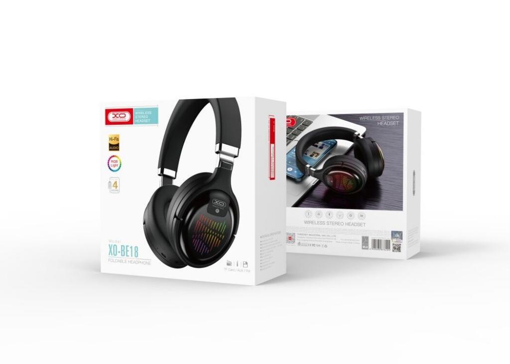 XO BE18 Kulak Üstü RGB Light Bluetooth V5.0 Hi-Fis Audio Kablosuz Kulaklık 