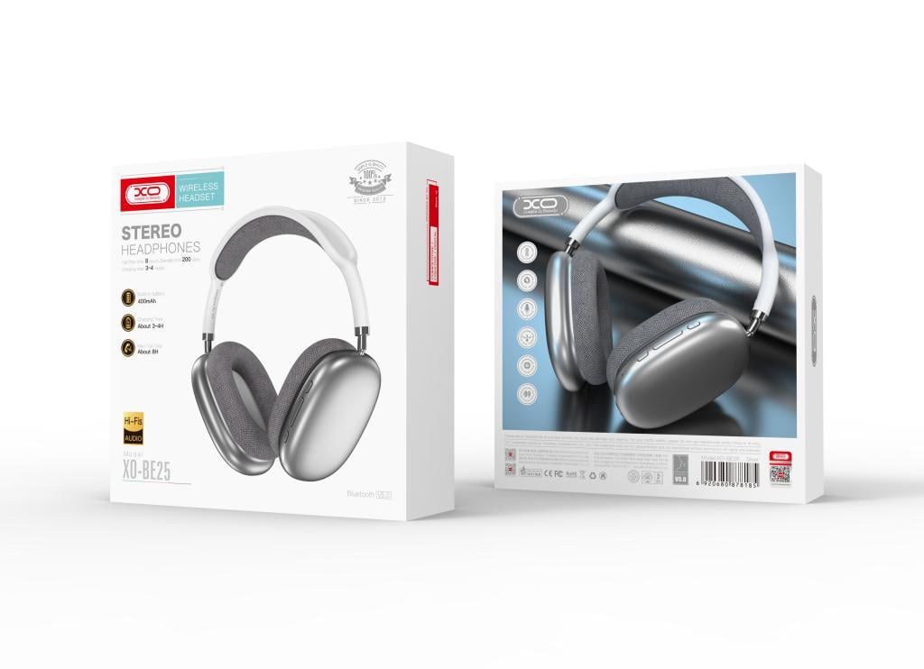 XO BE25 Kulak Üstü Bluetooth V5.3 400mAh Hi-Fis Kablosuz Kulaklık Gümüş