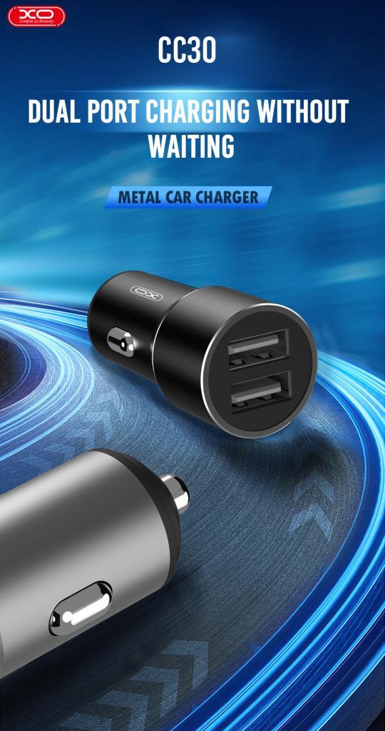 XO CC30 12W Çift USB-A Çıkışlı Araç içi Çakmaklık Şarj Aleti Adaptör