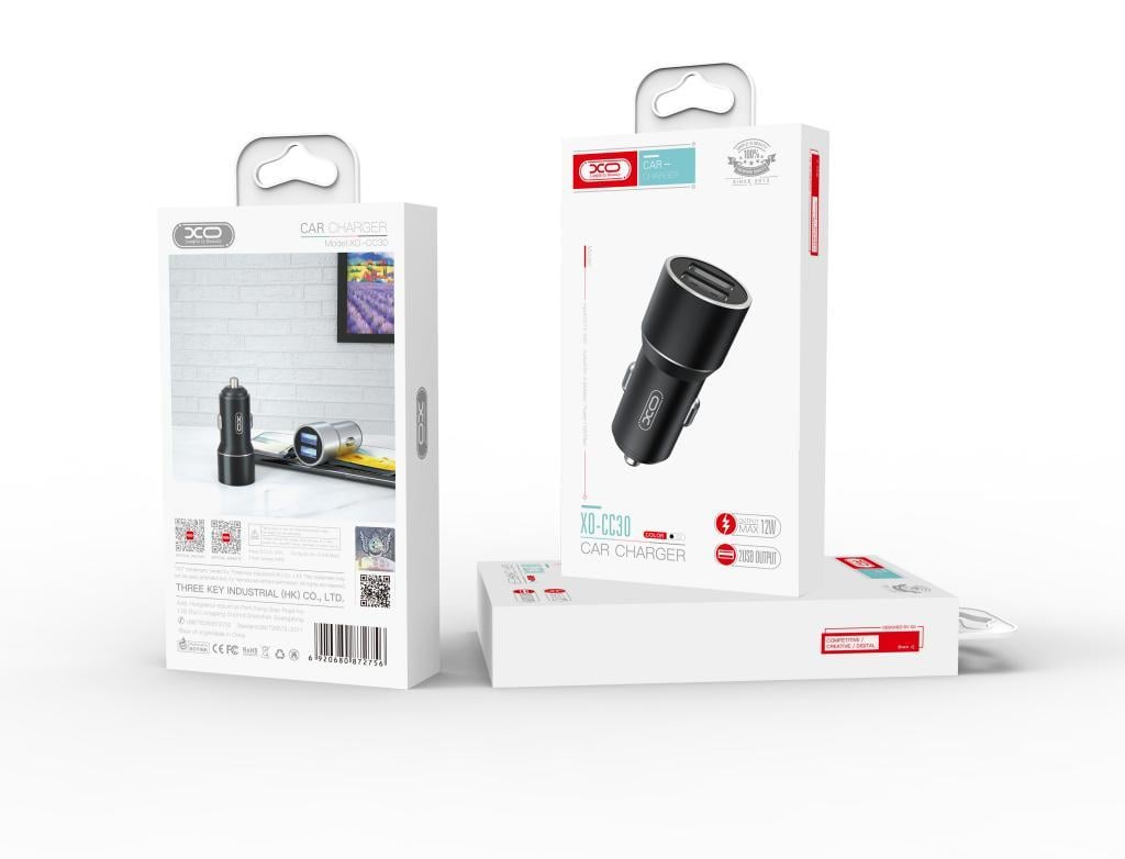 XO CC30 12W Çift USB-A Çıkışlı Araç içi Çakmaklık Şarj Aleti Adaptör