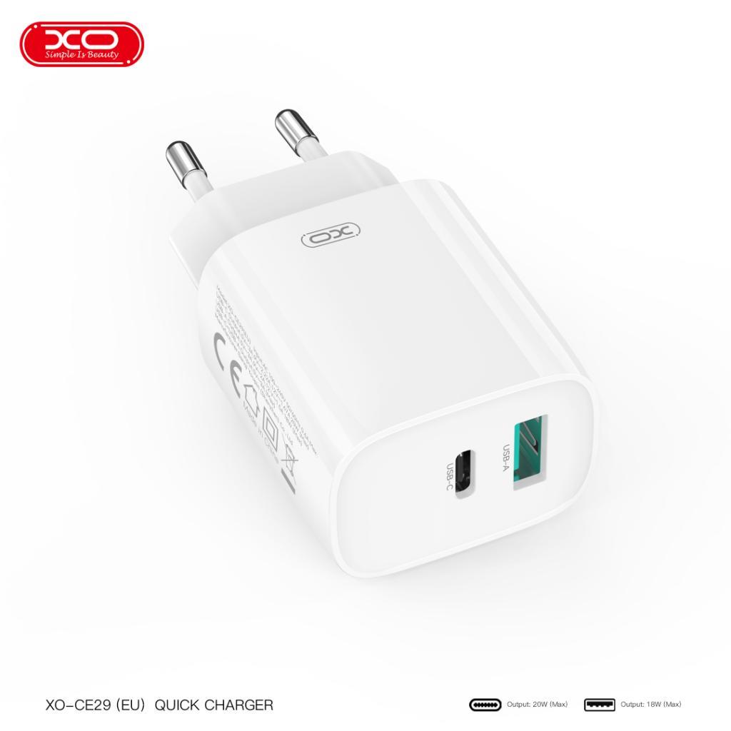 XO CE29(EU) 20W USB-C & USB-A Çift Çıkışlı Fast Hızlı Şarj Aleti