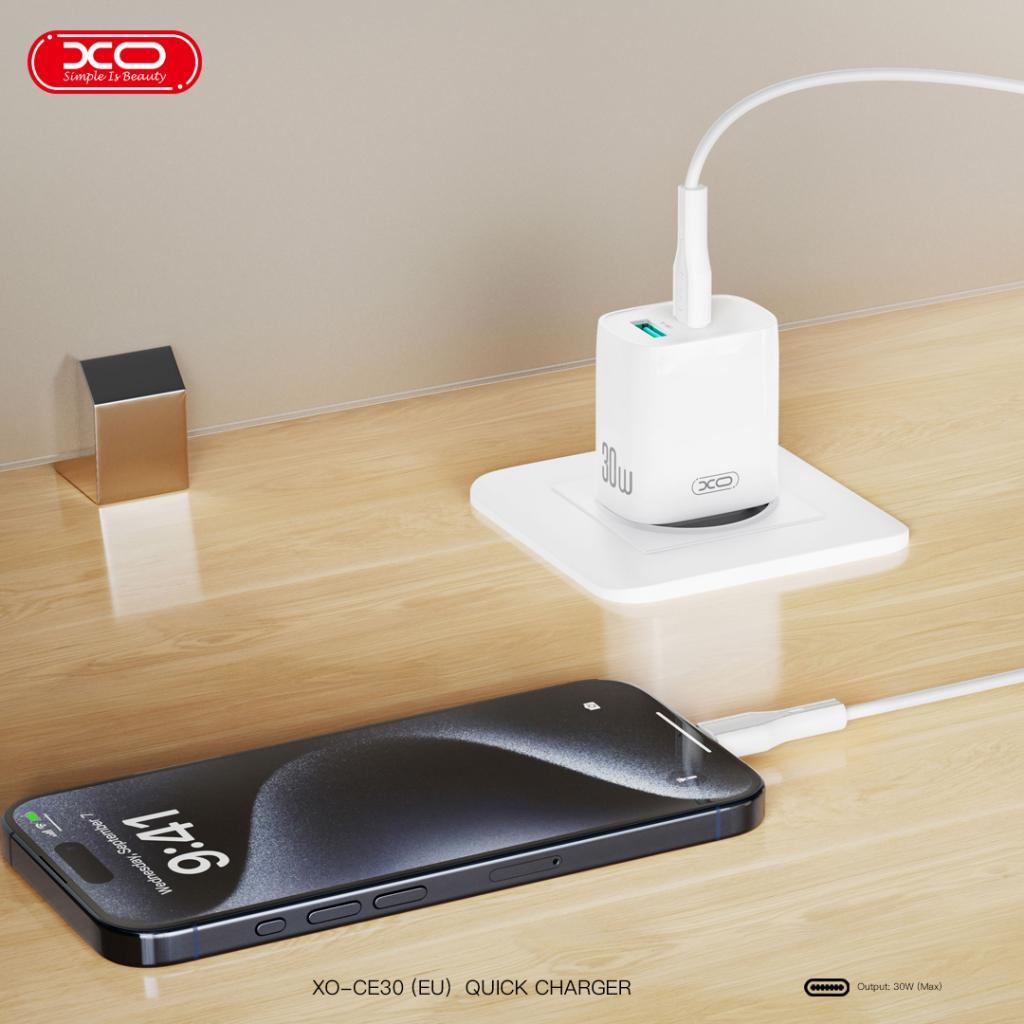 XO CE30(EU) 30W USB-C & USB-A Çift Çıkışlı Fast Hızlı Şarj Aleti