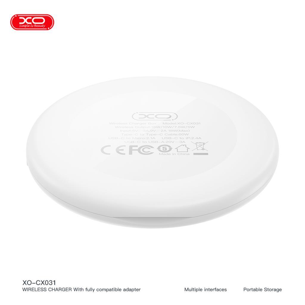 XO CX031 TYPE-C Kablolu Micro&Lightning&USB-A Adaptörlü 15W Kablosuz Çoklu Şarj Aleti