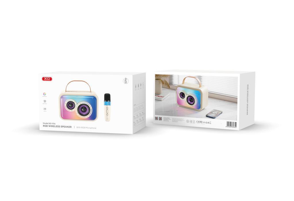XO F54 10W RGB Işıklı 1800 mAh Bluetooth V5.3 Kablosuz Hoparlör ve Kareoke Mikrofonu Set