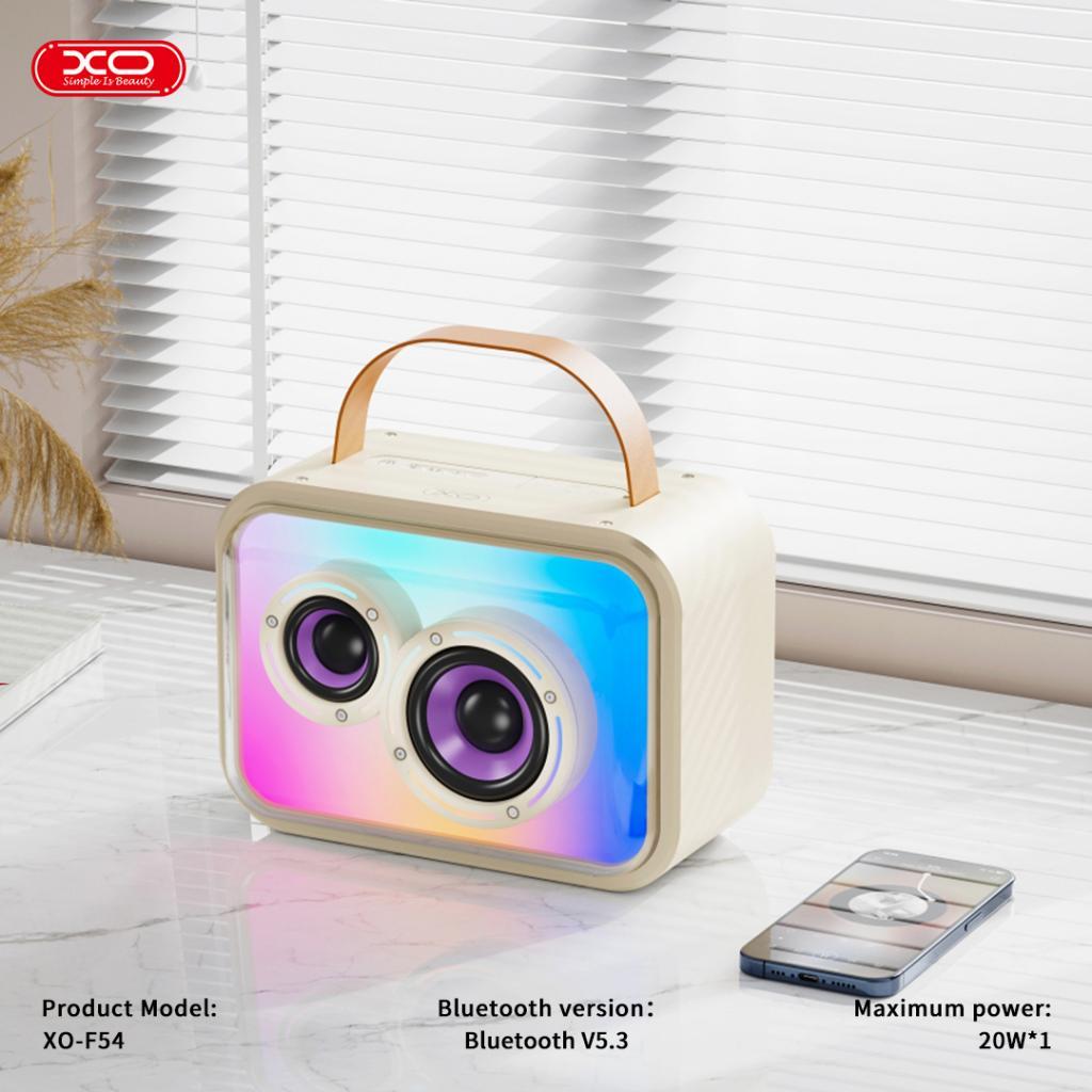 XO F54 10W RGB Işıklı 1800 mAh Bluetooth V5.3 Kablosuz Hoparlör ve Kareoke Mikrofonu Set