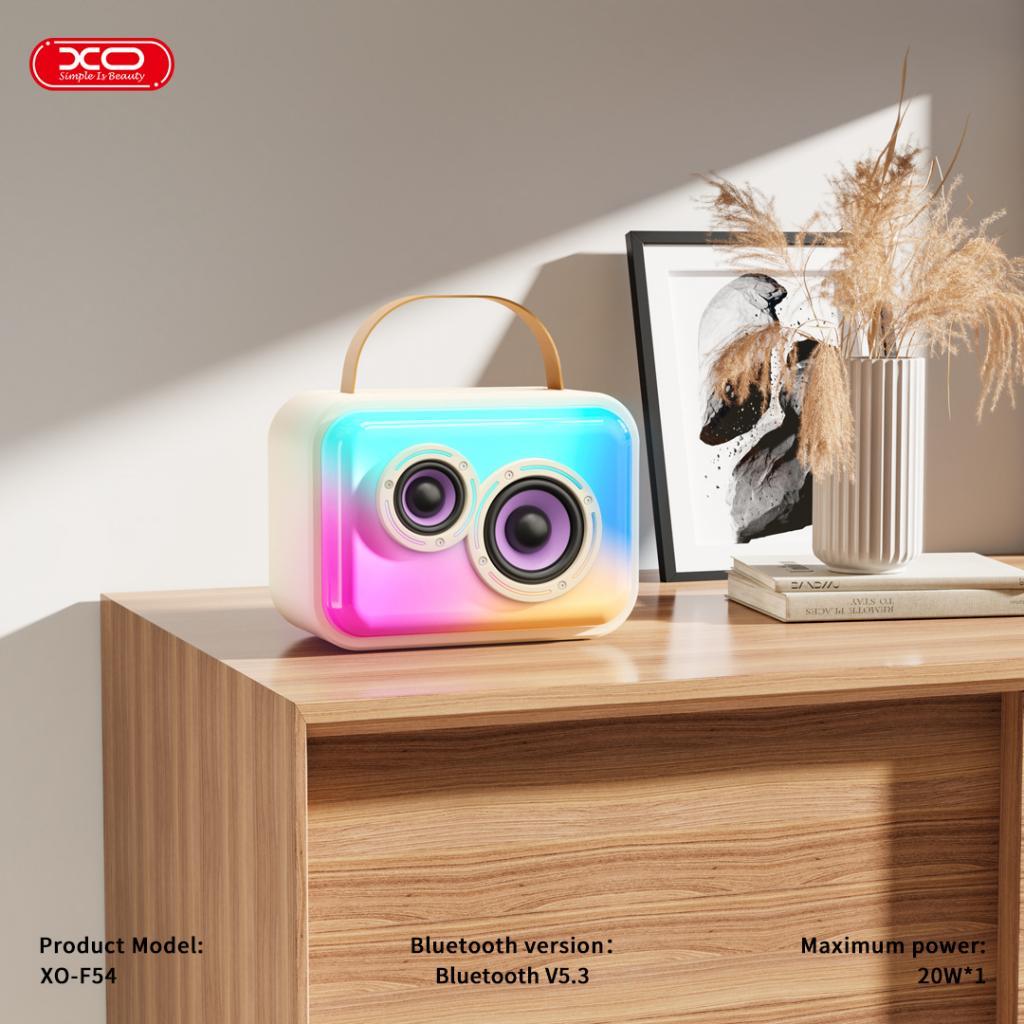 XO F54 10W RGB Işıklı 1800 mAh Bluetooth V5.3 Kablosuz Hoparlör ve Kareoke Mikrofonu Set