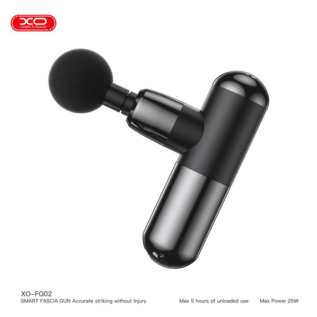 XO FG02 6 Hız Kademeli 4 Başlıklı Taşınabilir Masaj Tabancası Siyah