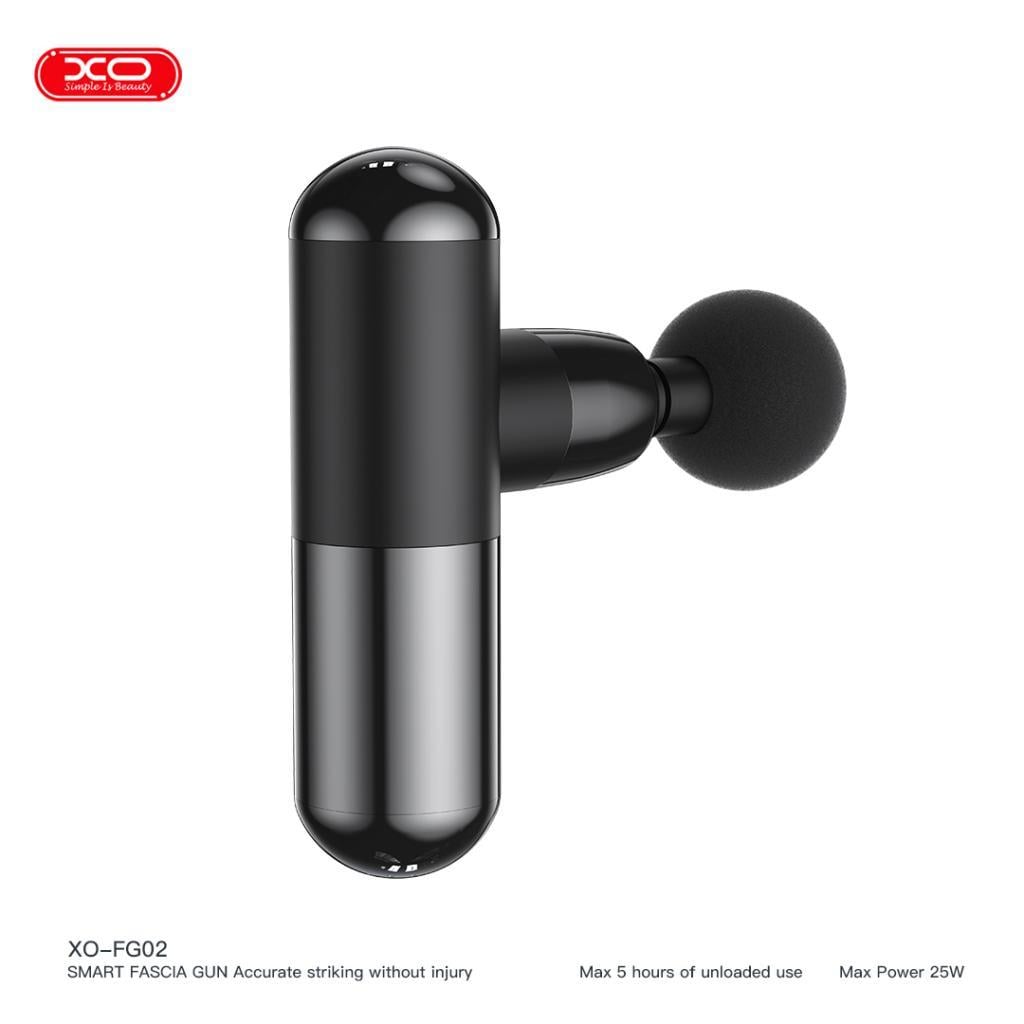 XO FG02 6 Hız Kademeli 4 Başlıklı Taşınabilir Masaj Tabancası Siyah