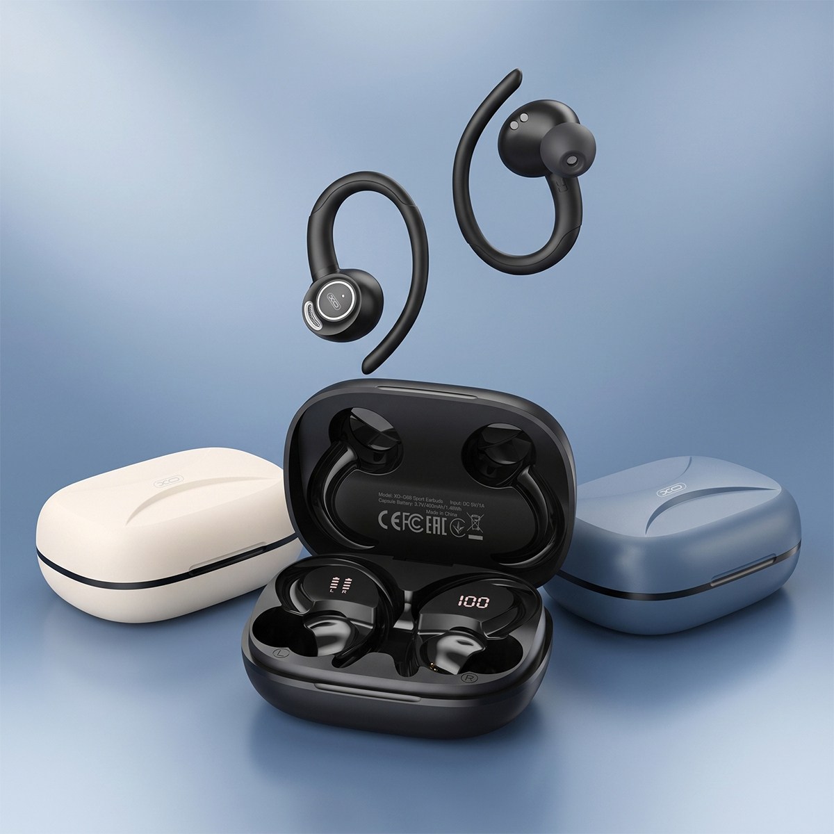 XO G68 Sport Earbuds With Ear Hook LED Ekranlı Kulak Kancalı Kablosuz Spor Kulaklığı