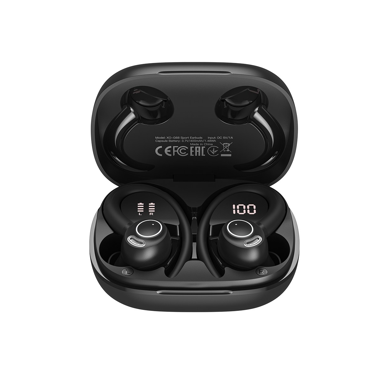 XO G68 Sport Earbuds With Ear Hook LED Ekranlı Kulak Kancalı Kablosuz Spor Kulaklığı