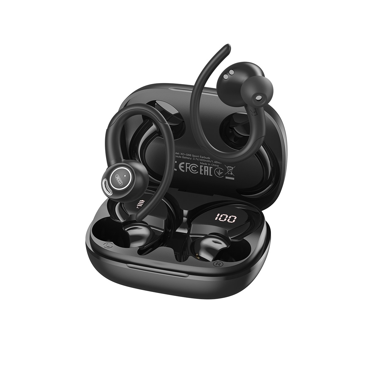 XO G68 Sport Earbuds With Ear Hook LED Ekranlı Kulak Kancalı Kablosuz Spor Kulaklığı