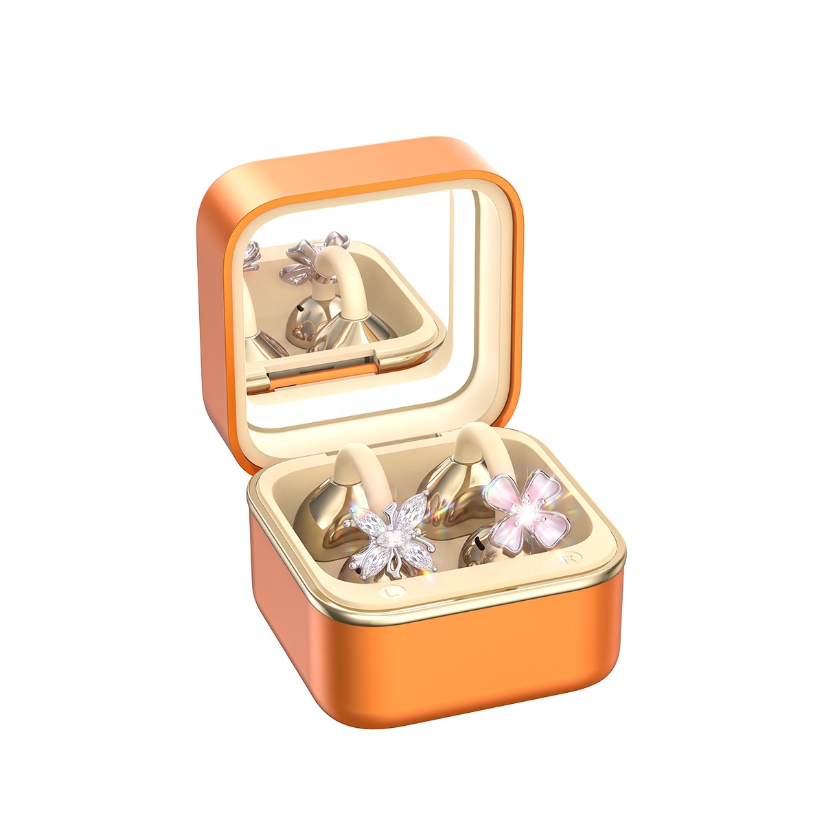 XO G69 Diamond Ring OWS Kulak Klipsli Bluetooth Kulaklık – Işıklı Makyaj Aynalı ve Takı Aksesuarlı
