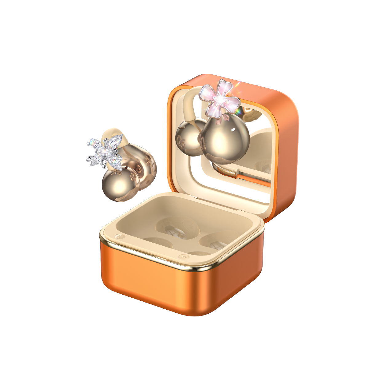 XO G69 Diamond Ring OWS Kulak Klipsli Bluetooth Kulaklık – Işıklı Makyaj Aynalı ve Takı Aksesuarlı