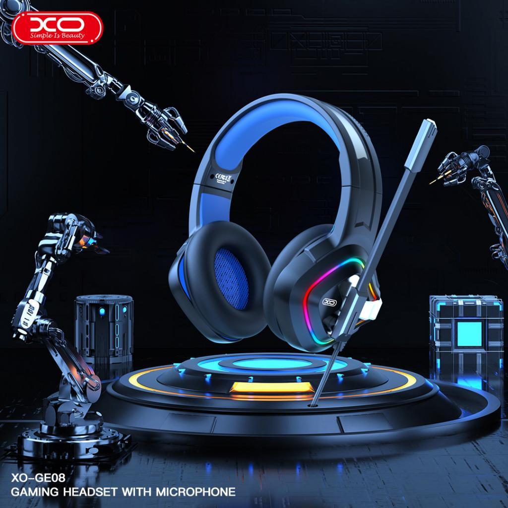 XO GE08 Kulak Üstü RGB Light Gürültü Engelleyici Mikrofon Hi-Fis Audio Kablosuz Oyuncu Kulaklığı