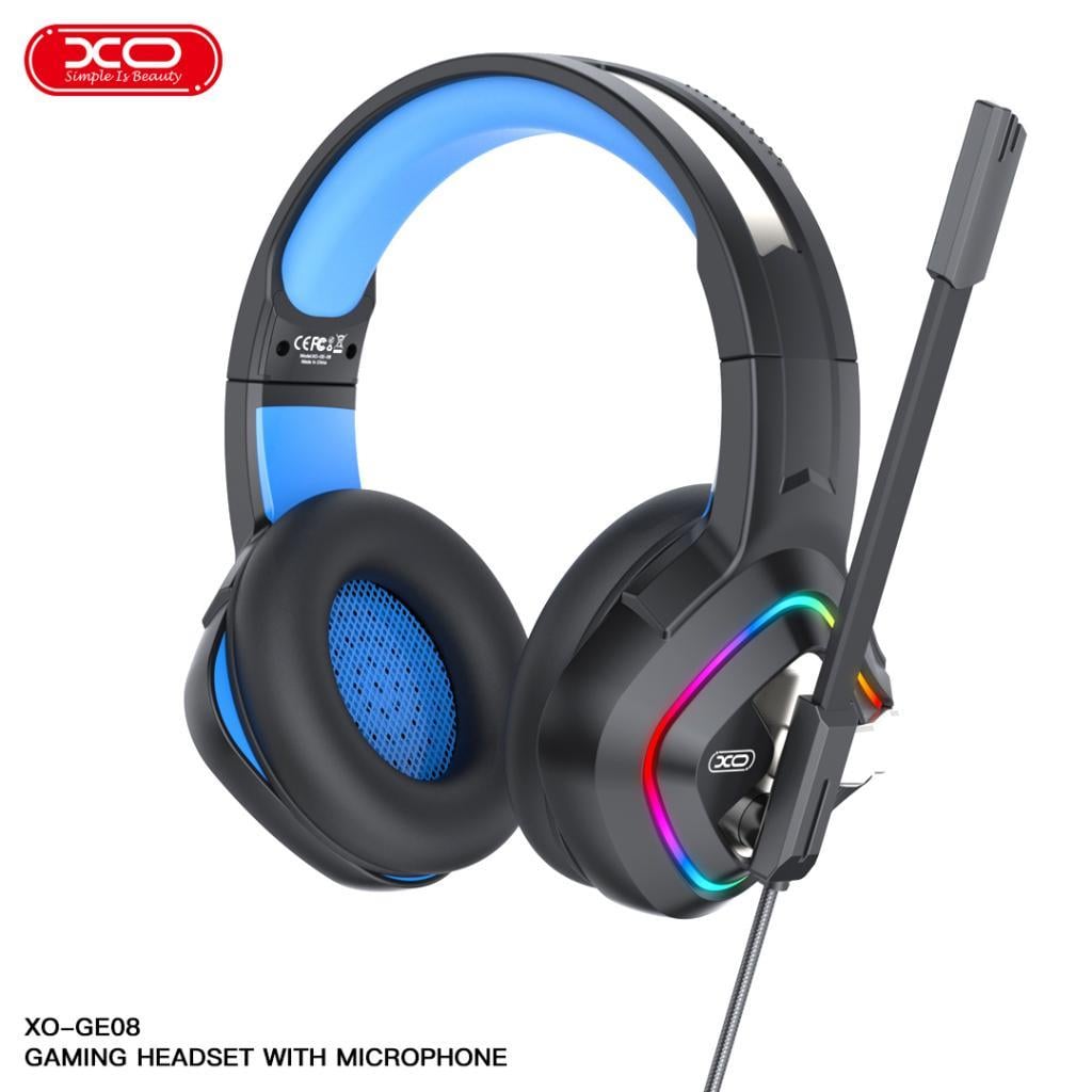 XO GE08 Kulak Üstü RGB Light Gürültü Engelleyici Mikrofon Hi-Fis Audio Kablosuz Oyuncu Kulaklığı