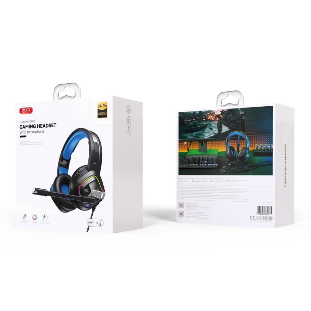 XO GE08 Kulak Üstü RGB Light Gürültü Engelleyici Mikrofon Hi-Fis Audio Kablosuz Oyuncu Kulaklığı