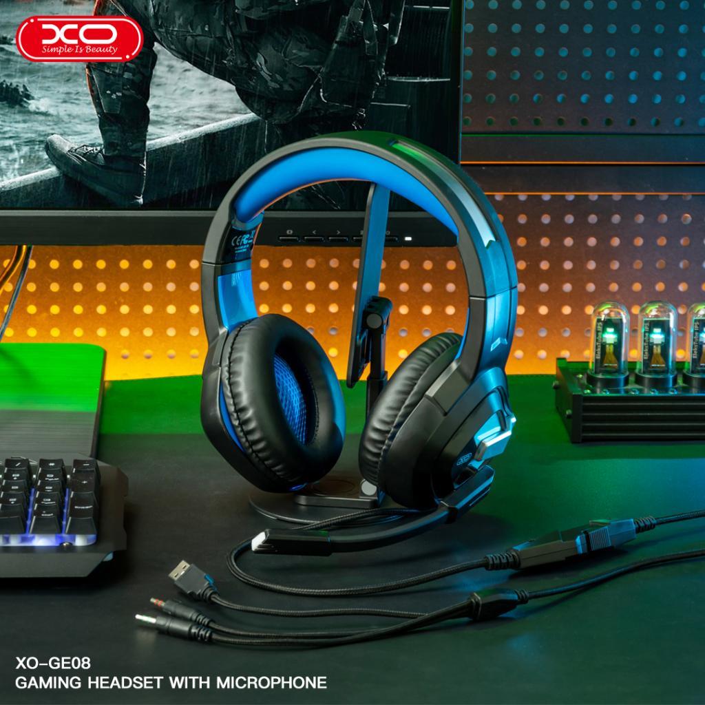 XO GE08 Kulak Üstü RGB Light Gürültü Engelleyici Mikrofon Hi-Fis Audio Kablosuz Oyuncu Kulaklığı
