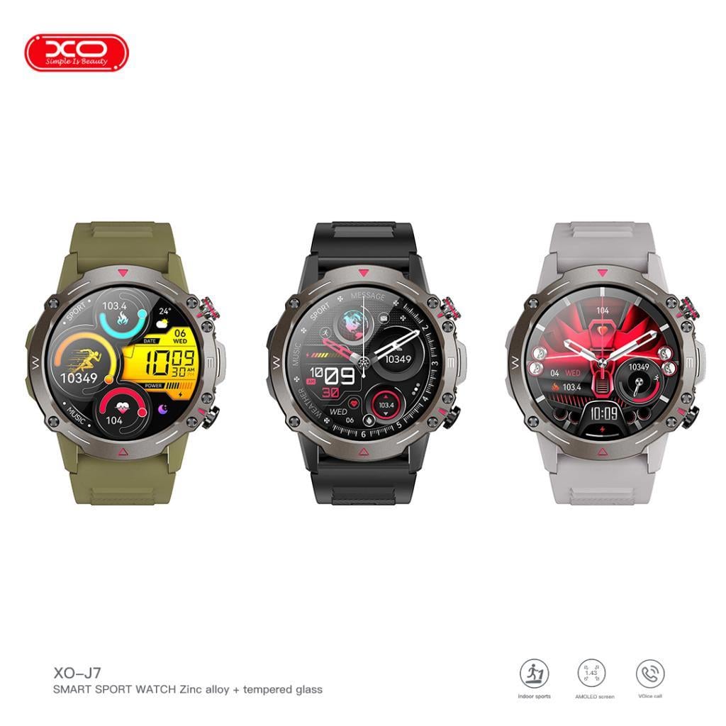 XO J7 Amoled Ekranlı Sportif Kasa IP68 Sertifikalı Suya Dayanıklı Android iPhone Uyumlu Akıllı Saat Smart Watch