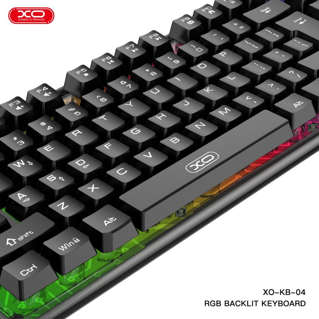 XO KB-04 RGB Led Işıklı Sessiz Tuşlu Gamer Usb Kablolu Klavye