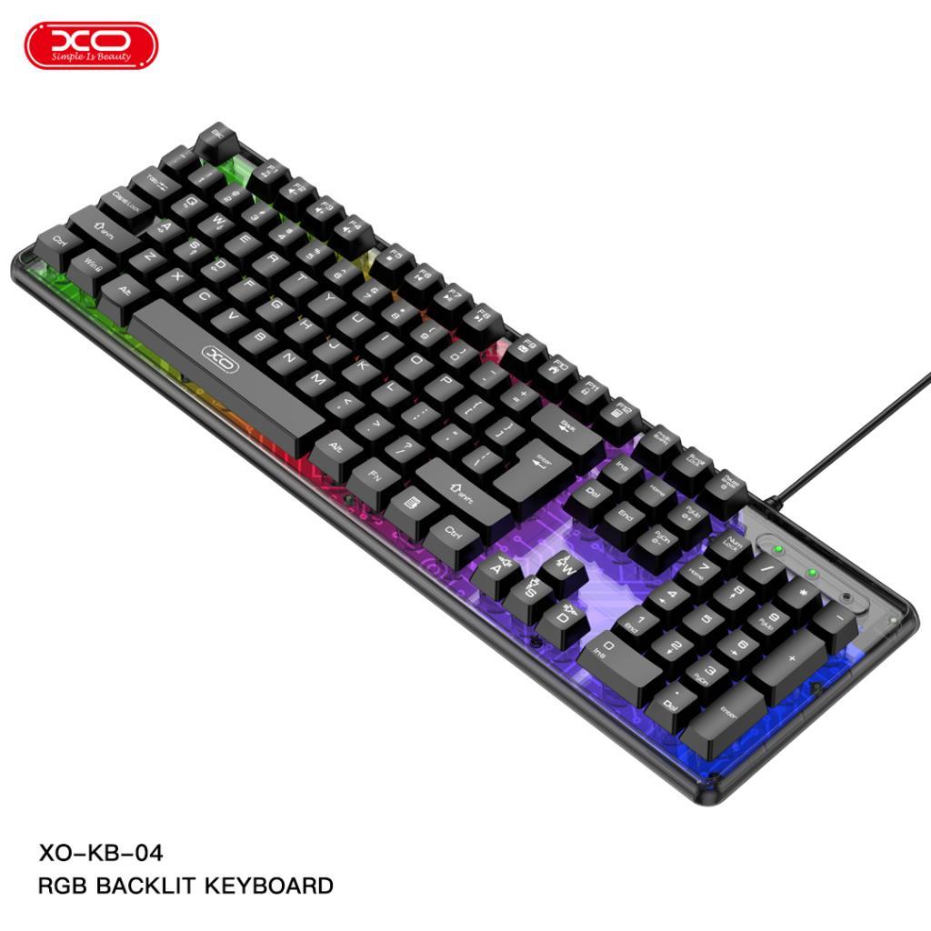 XO KB-04 RGB Led Işıklı Sessiz Tuşlu Gamer Usb Kablolu Klavye