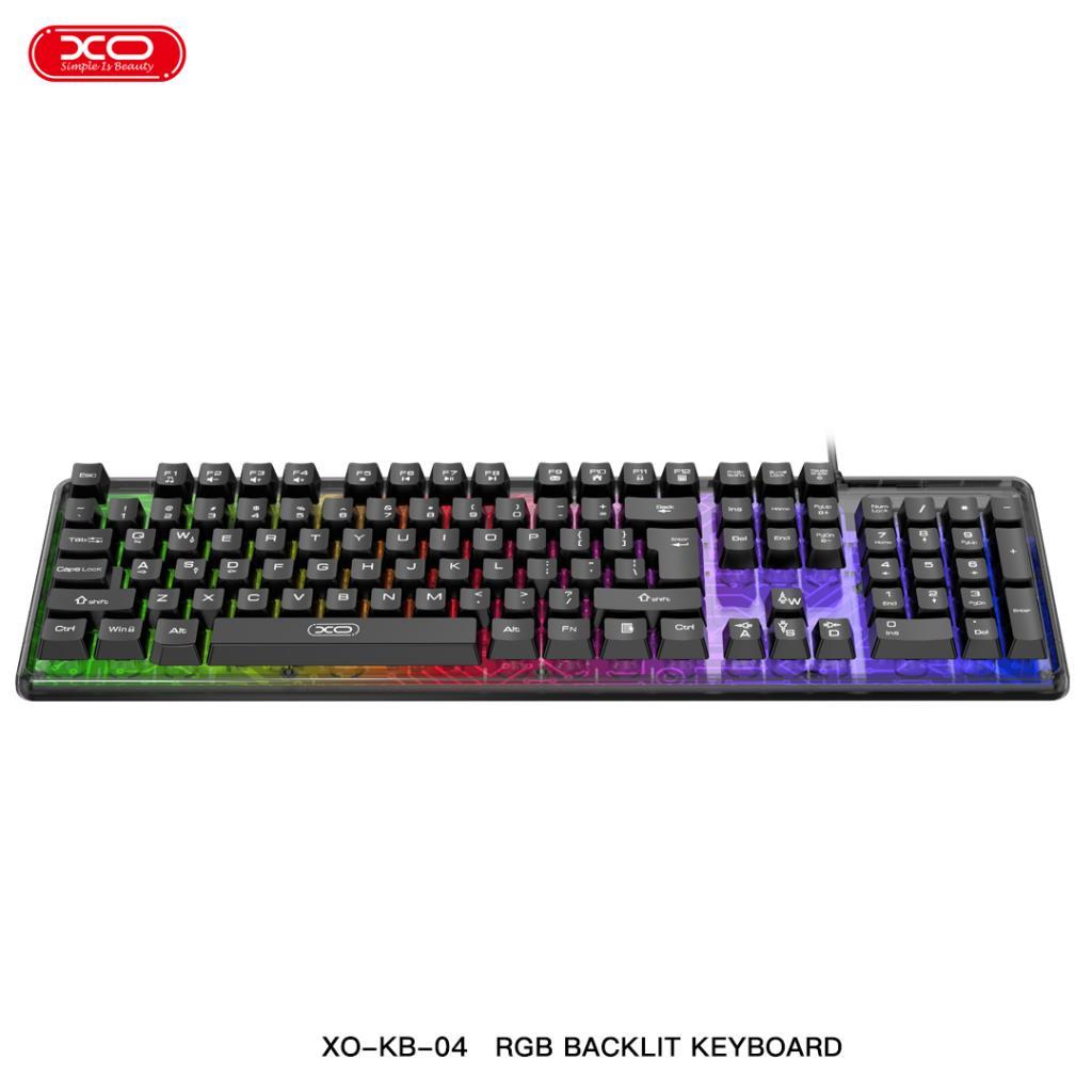 XO KB-04 RGB Led Işıklı Sessiz Tuşlu Gamer Usb Kablolu Klavye