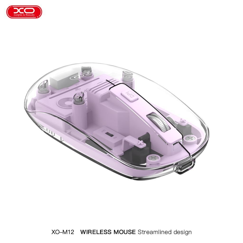 XO M12  Bt+2.4G USB İSO 9001 Serfitikalı Rahat Kullanabilir Şeffaf Kablosuz Mouse