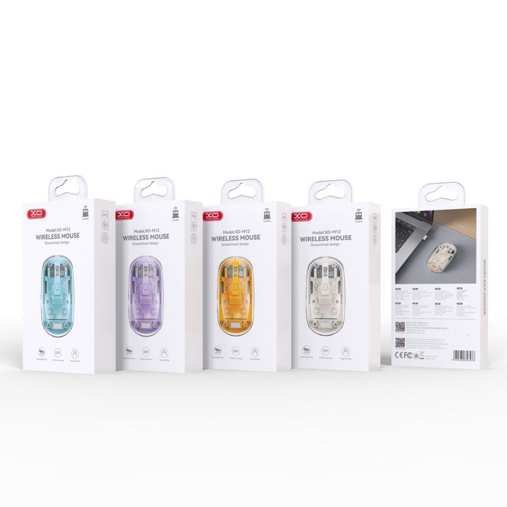 XO M12  Bt+2.4G USB İSO 9001 Serfitikalı Rahat Kullanabilir Şeffaf Kablosuz Mouse