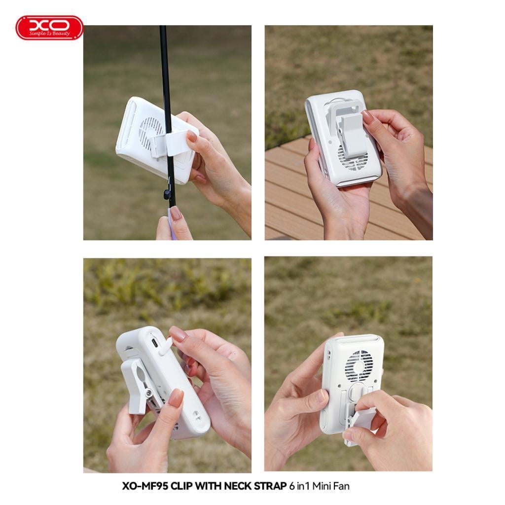 XO MF95 6 in 1 Klipsli 2000 mAh Masaüstü El Tipi Soğutucu Fan