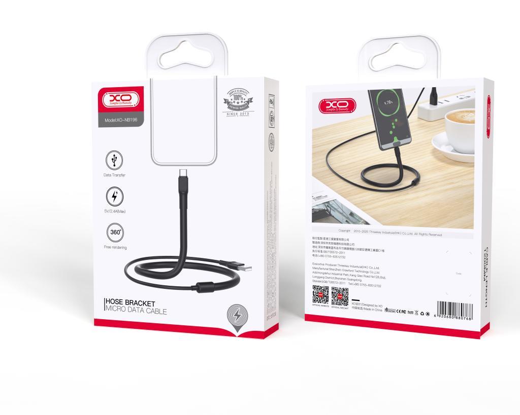 XO NB-195 2.4A 1.2m USB-A to Mikro USB Şarj ve Data Kablosu