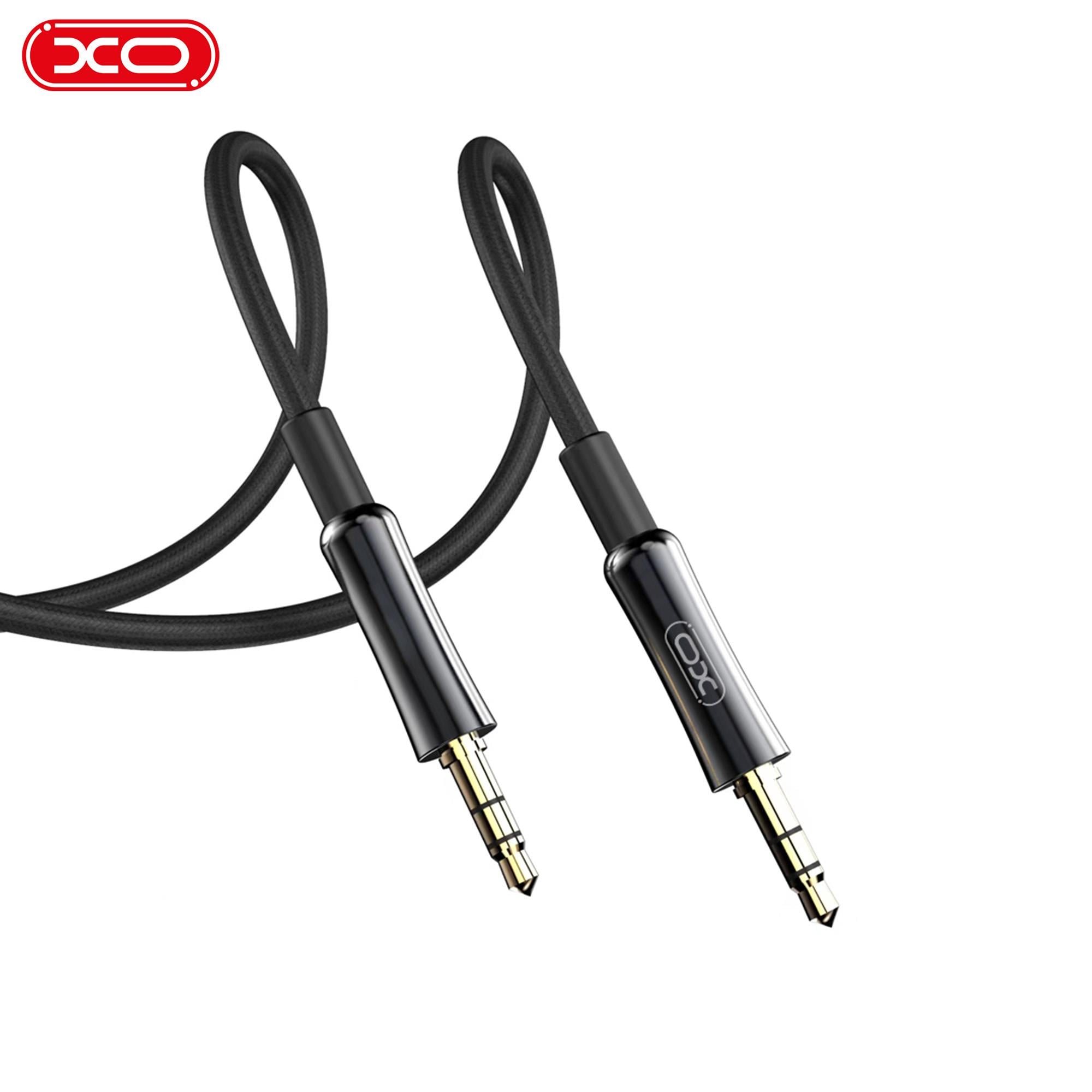 XO NB-R255C 3.5 mm Jack Aux to Aux Altın Uç Spiral Silikon Ses Aktarım Kablosu