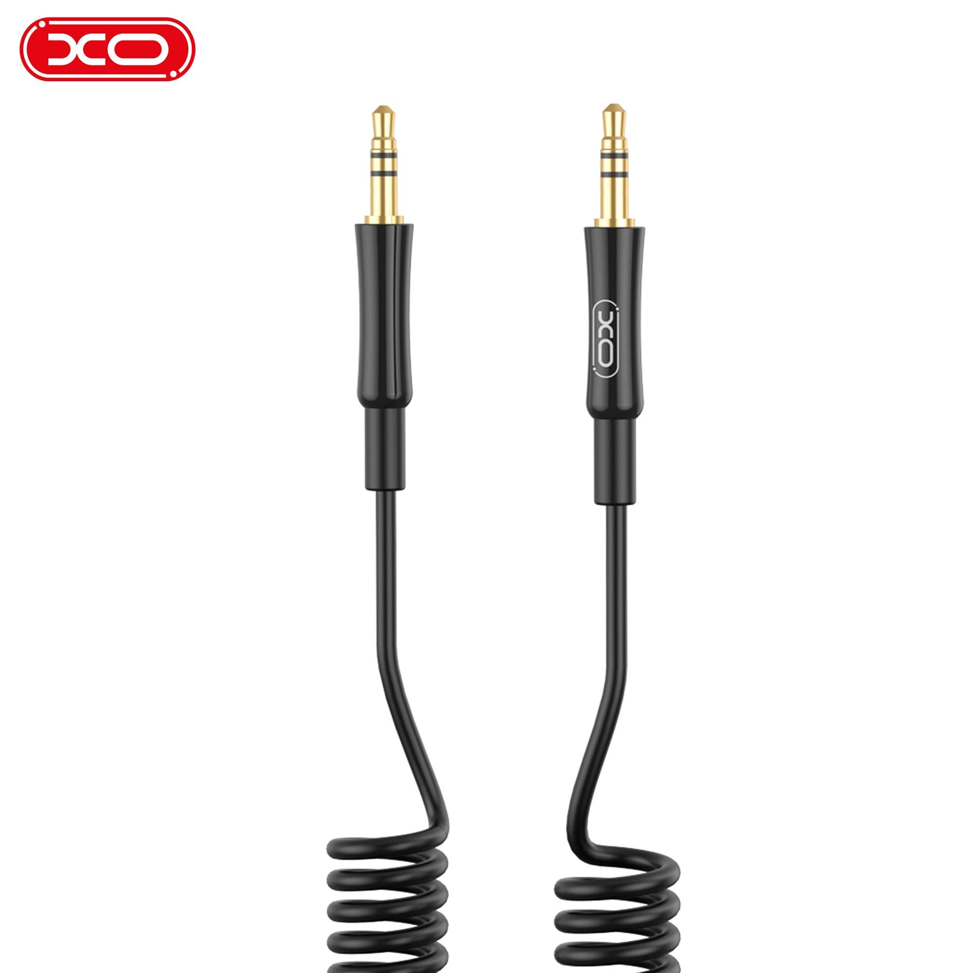 XO NB-R255C 3.5 mm Jack Aux to Aux Altın Uç Spiral Silikon Ses Aktarım Kablosu