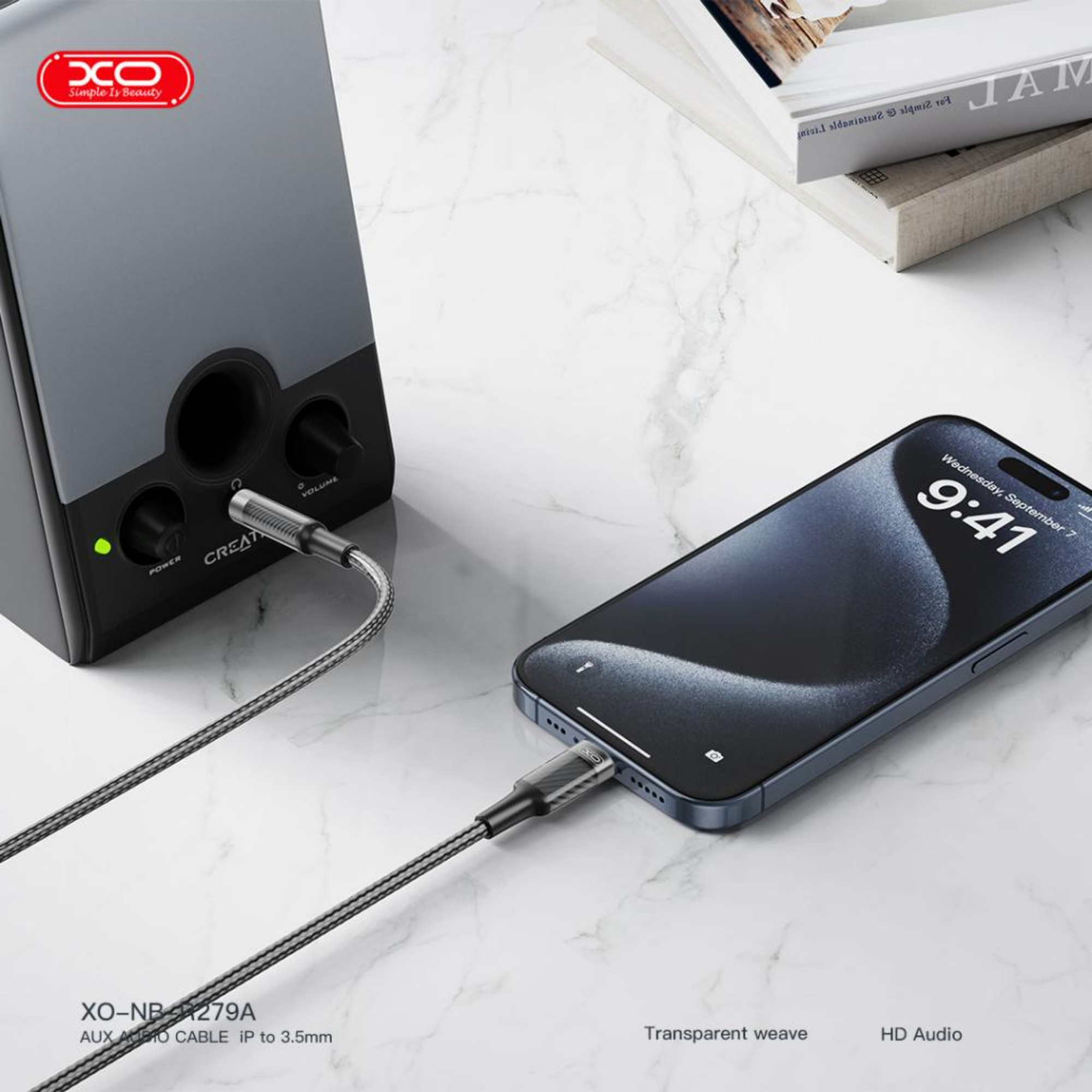 XO NB-R279A Lightning to 3.5 MM Jack Aux iPhone Ses Aktarım Kablosu Dönüştürücü
