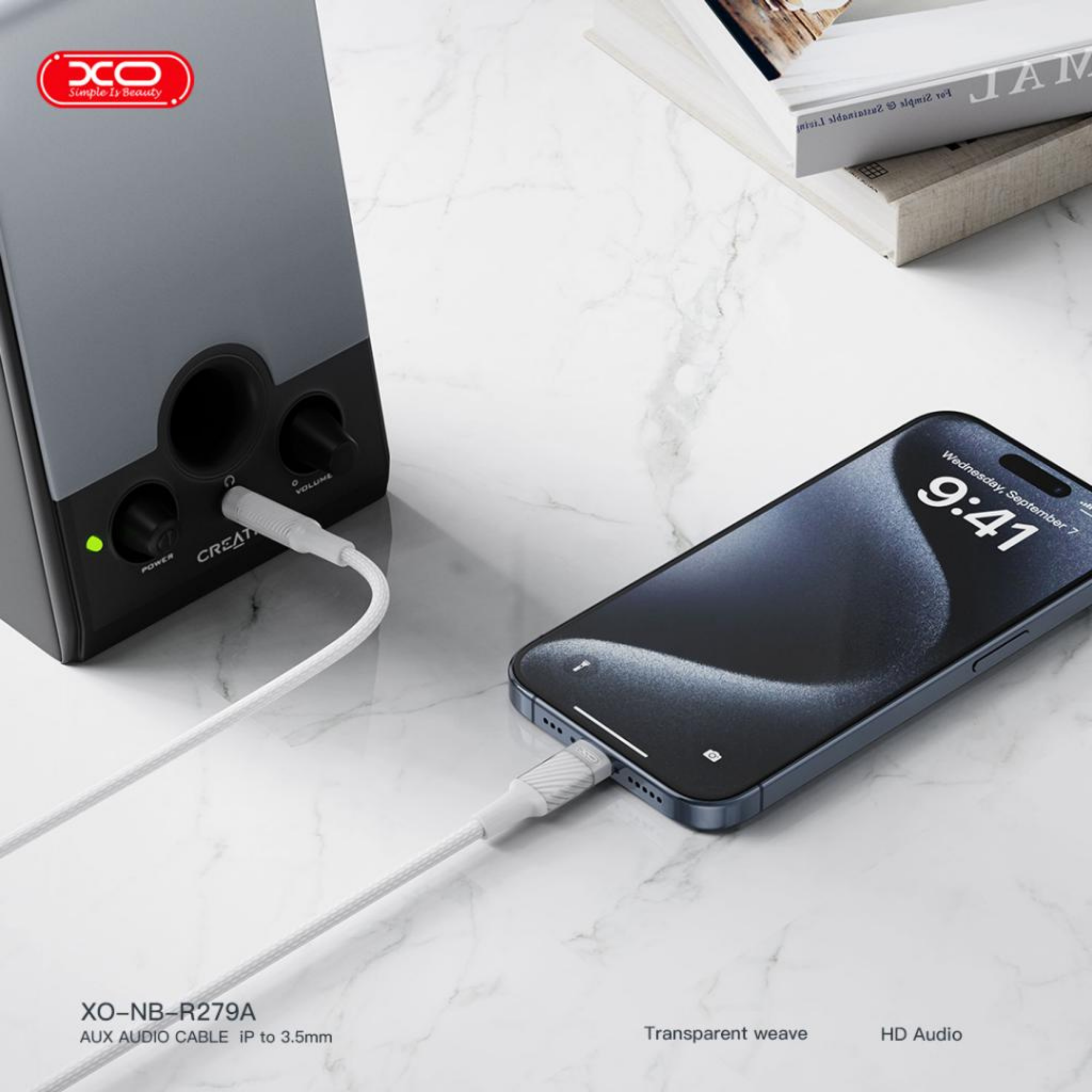 XO NB-R279A Lightning to 3.5 MM Jack Aux iPhone Ses Aktarım Kablosu Dönüştürücü