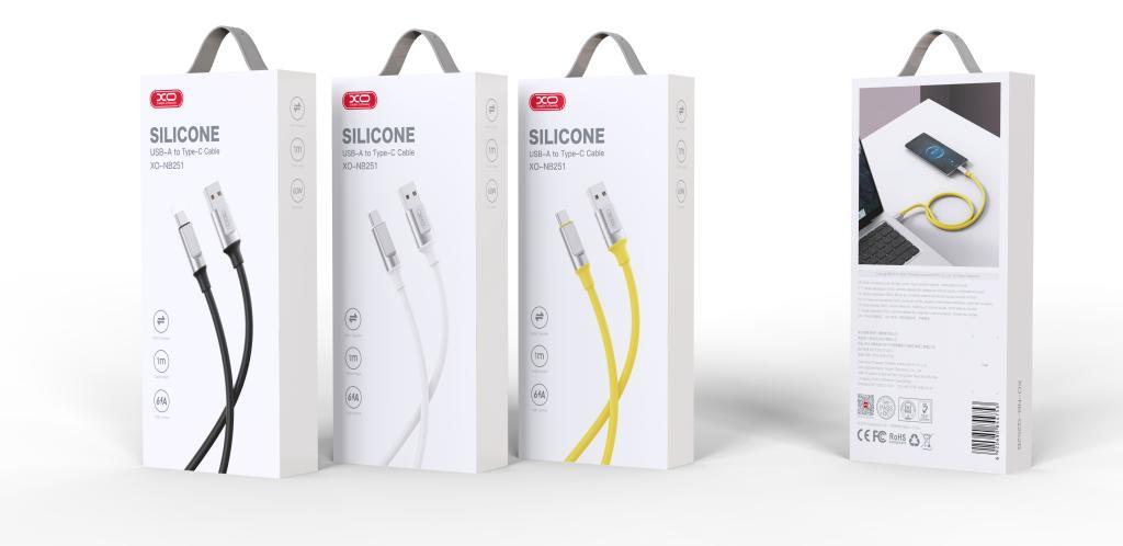 XO NB251 6A Hızlı Fast Destekli USB-A to TYPE-C (USB-C) Soft Silikon Dayanıklı Data Şarj Kablosu