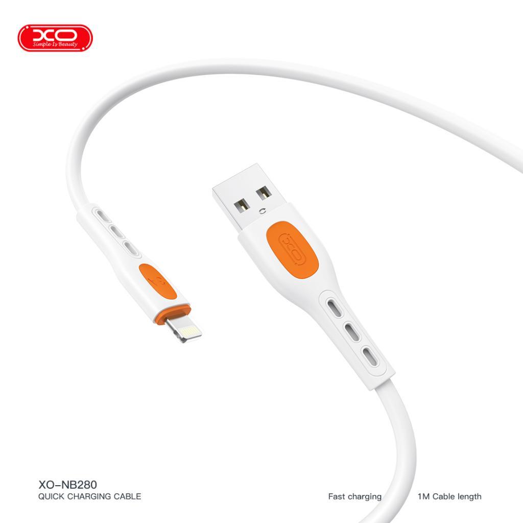 XO NB280 3A Q.C Hızlı Fast Destekli USB-A to Lightning Dayanıklı Silikon Data Şarj Kablosu