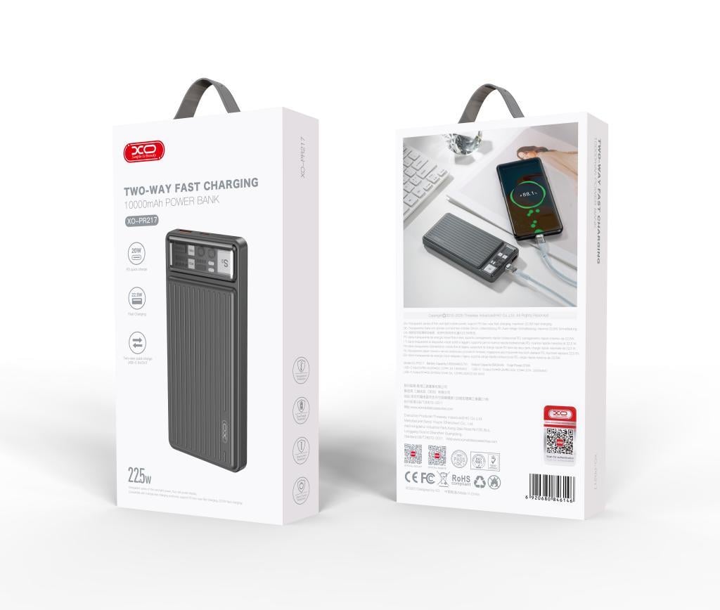 XO PR217 Hızlı Şarj 10000mAh 22.5W Çift Yönlü 20W Type-C PD+USB-A LED Göstergeli Powerbank