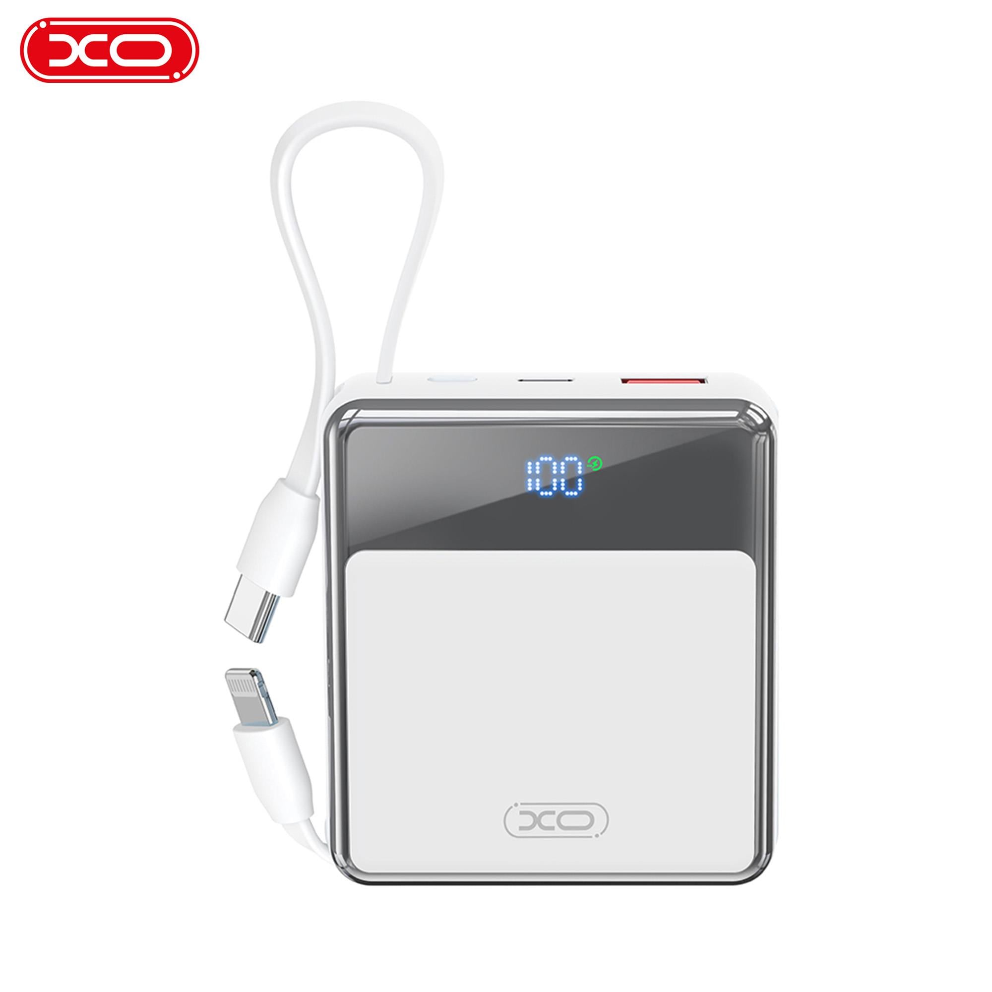 XO PR224 38.5W PD Hızlı Fast Dahili TYPE-C (USB-C) / Lightning Kablolu USB-A 3 Çıkışlı Gösterge Ekranlı 10000 Mah Powerbank Şarj Aleti
