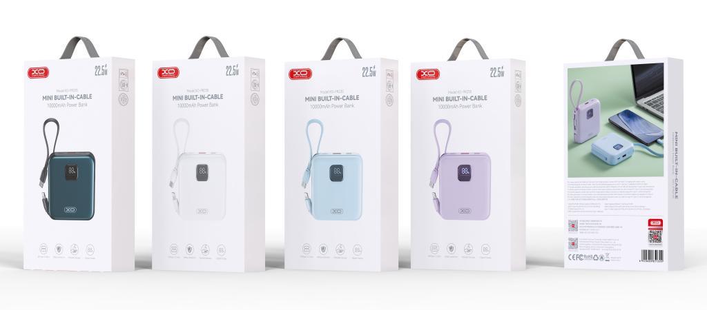 XO PR235 22.5W USB-C (TYPE-C) Lightning Kablolu 10000 mAh Led Ekranlı Şarj Powerbank Şarj Aleti