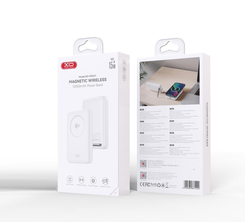 XO PR247 30W PD Fast Hızlı Stand MagSafe Özellikli USB-C (TYPE-C) Çıkışlı 10000 Mah Wireless Kablosuz Şarj Powerbank
